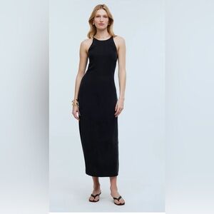 Madewell Womens Black Crisscross Midi Slip Dress